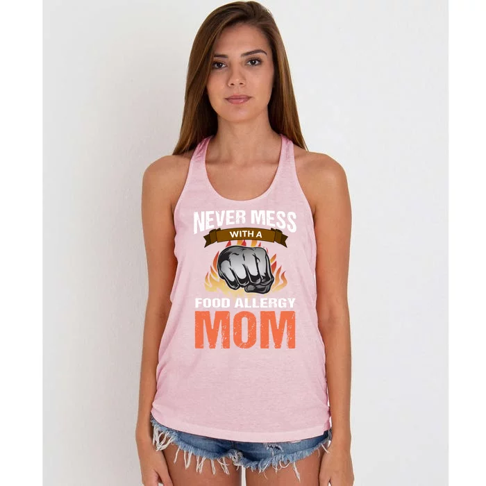 Food Allergy Mom Funny Slogan Never Mess Great Gift Women's Knotted Racerback Tank