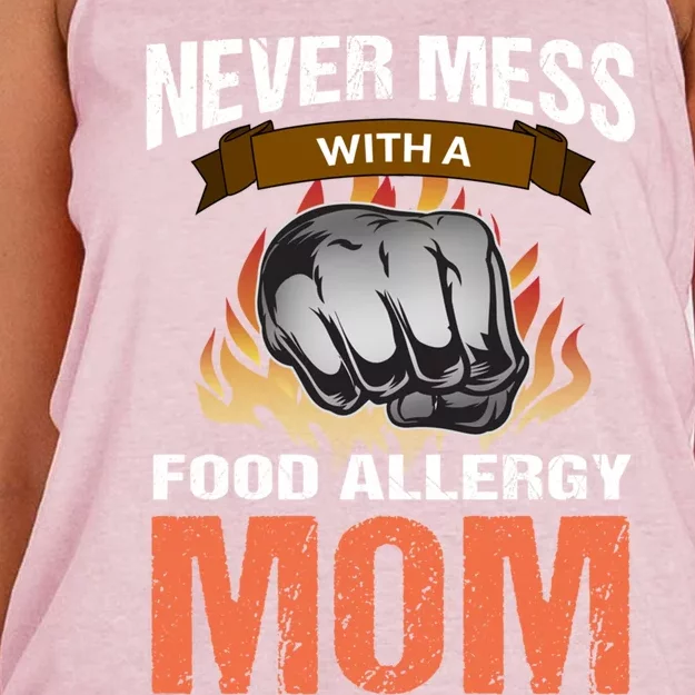 Food Allergy Mom Funny Slogan Never Mess Great Gift Women's Knotted Racerback Tank