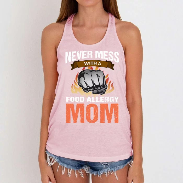 Food Allergy Mom Funny Slogan Never Mess Great Gift Women's Knotted Racerback Tank