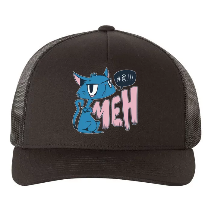 Funny Angry Meh Cat Comic Yupoong Adult 5-Panel Trucker Hat