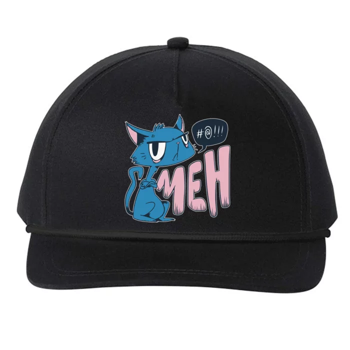 Funny Angry Meh Cat Comic Snapback Five-Panel Rope Hat