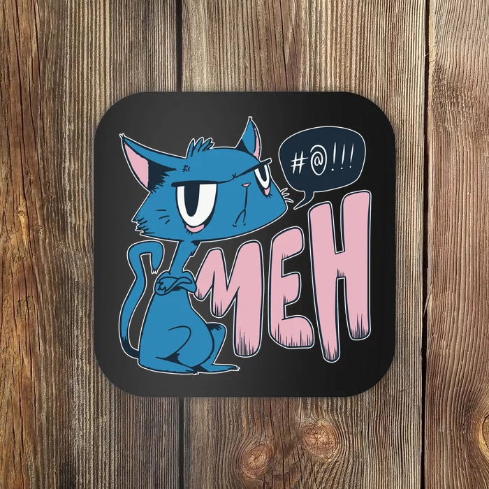 Funny Angry Meh Cat Comic Coaster