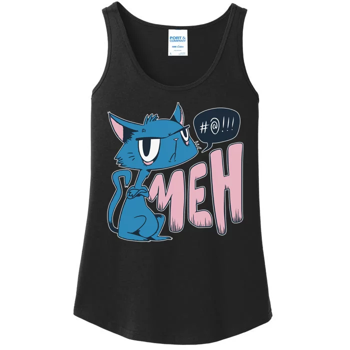 Funny Angry Meh Cat Comic Ladies Essential Tank