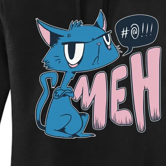 Funny Angry Meh Cat Comic Women's Pullover Hoodie