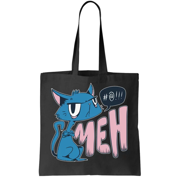 Funny Angry Meh Cat Comic Tote Bag