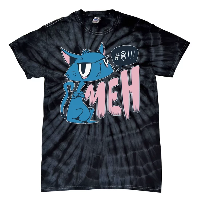 Funny Angry Meh Cat Comic Tie-Dye T-Shirt