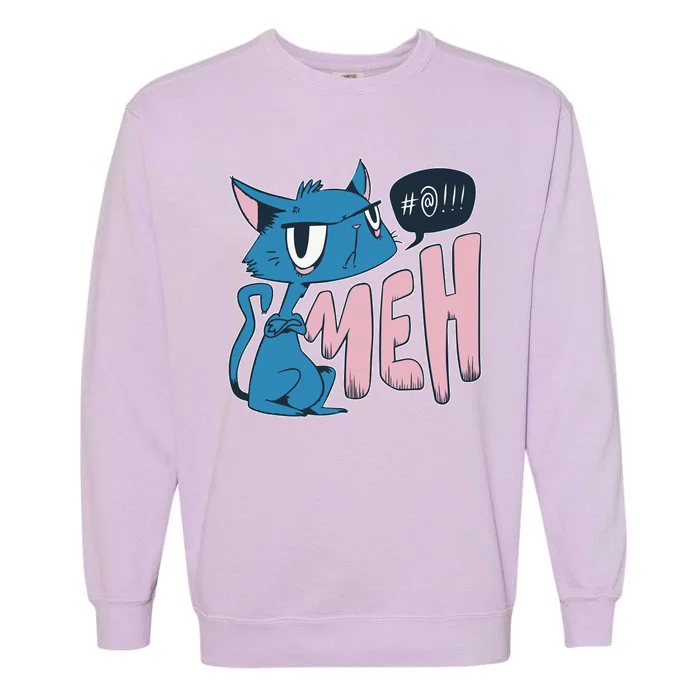 Funny Angry Meh Cat Comic Garment-Dyed Sweatshirt