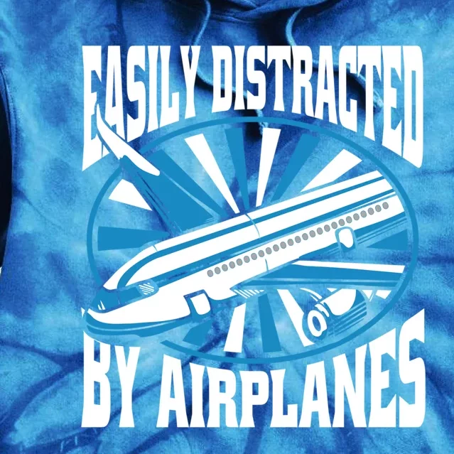 Funny Aircraft Mechanic Easily Distracted By Airplanes Gift Tie Dye Hoodie