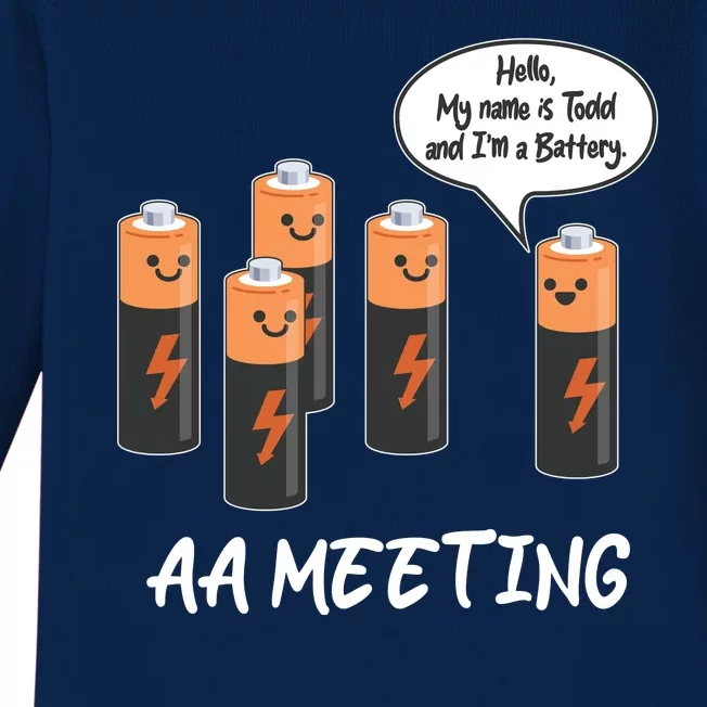 Funny AA Meeting AA Batteries Baby Long Sleeve Bodysuit