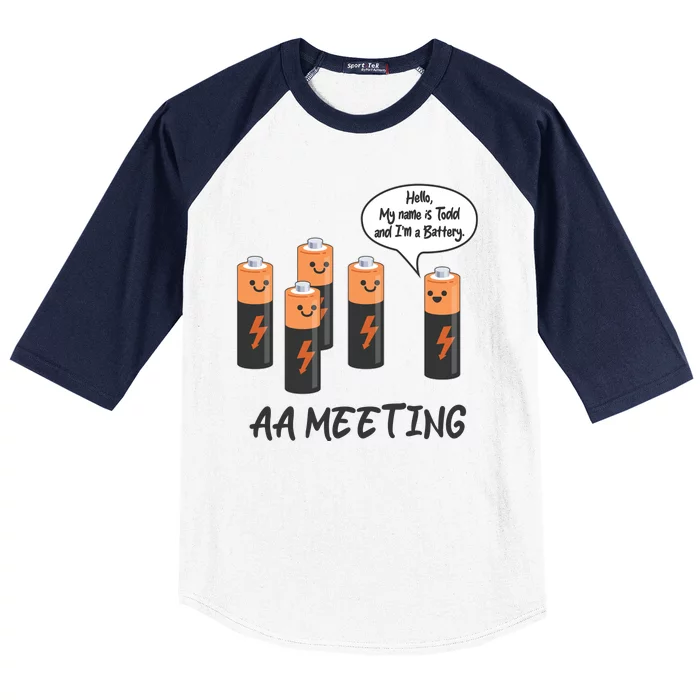 Funny AA Meeting AA Batteries Baseball Sleeve Shirt