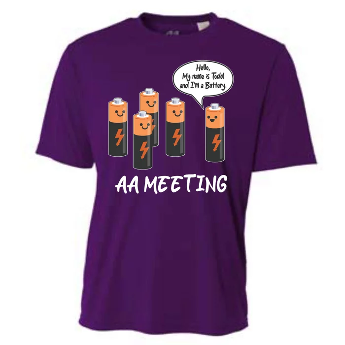 Funny AA Meeting AA Batteries Cooling Performance Crew T-Shirt