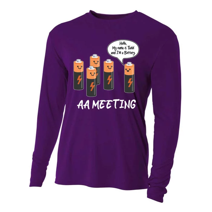 Funny AA Meeting AA Batteries Cooling Performance Long Sleeve Crew