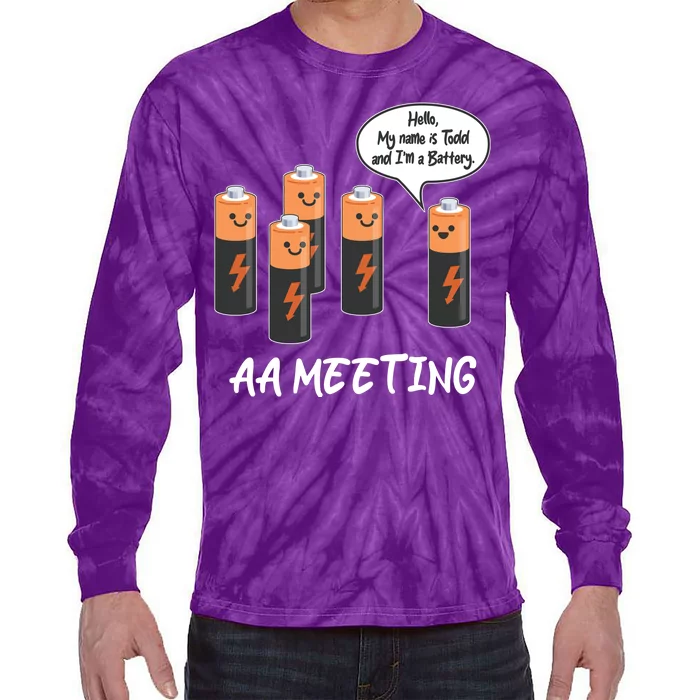 Funny AA Meeting AA Batteries Tie-Dye Long Sleeve Shirt