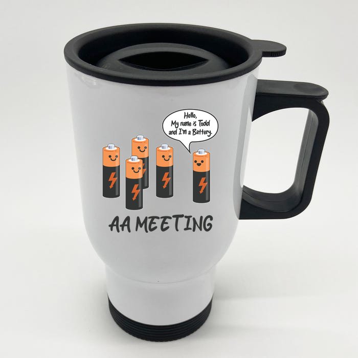 Funny AA Meeting AA Batteries Front & Back Stainless Steel Travel Mug