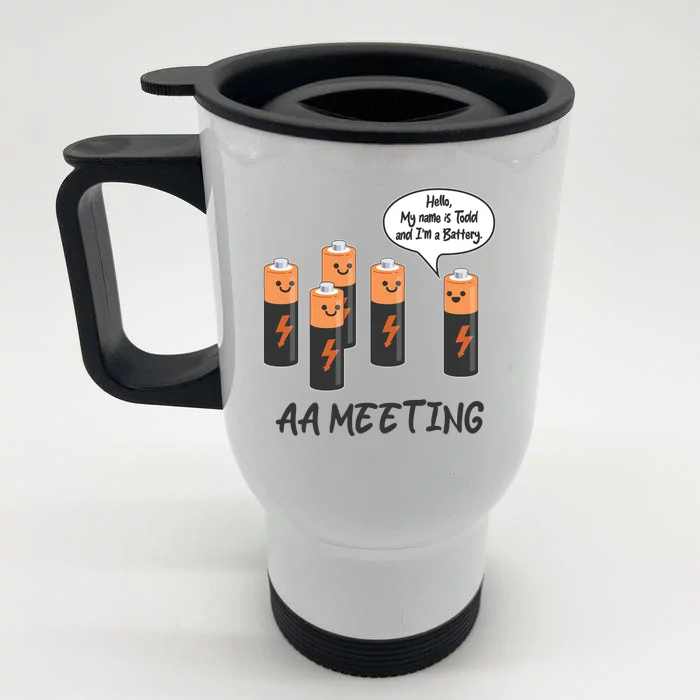 Funny AA Meeting AA Batteries Front & Back Stainless Steel Travel Mug