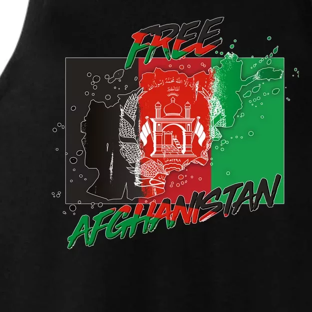 Free Afghanistan Map Distressed Flag Ladies Tri-Blend Wicking Tank