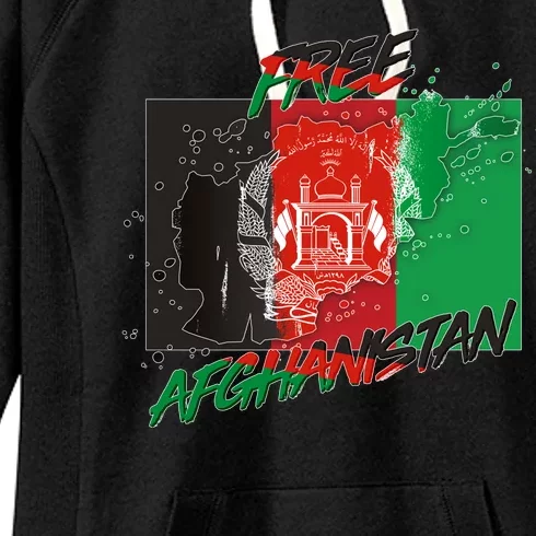 Free Afghanistan Map Distressed Flag Women's Fleece Hoodie