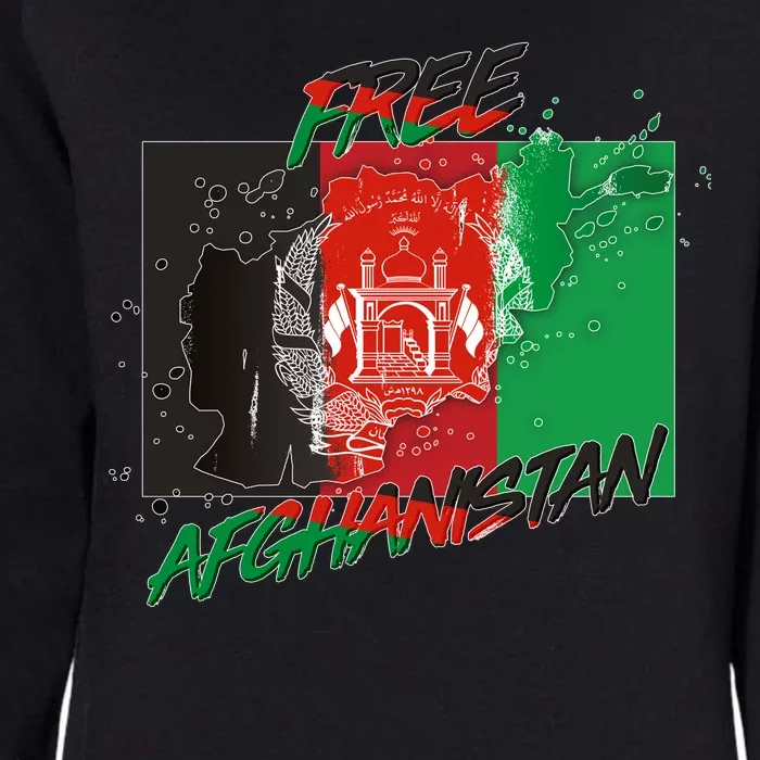 Free Afghanistan Map Distressed Flag Womens California Wash Sweatshirt