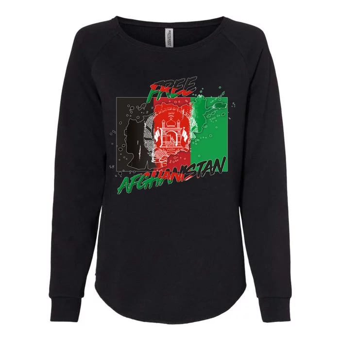 Free Afghanistan Map Distressed Flag Womens California Wash Sweatshirt