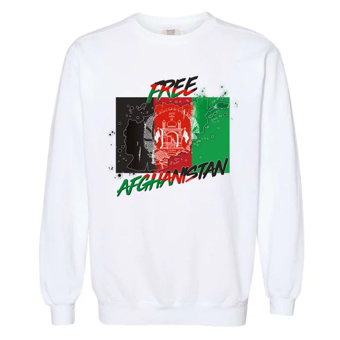 Free Afghanistan Map Distressed Flag Garment-Dyed Sweatshirt