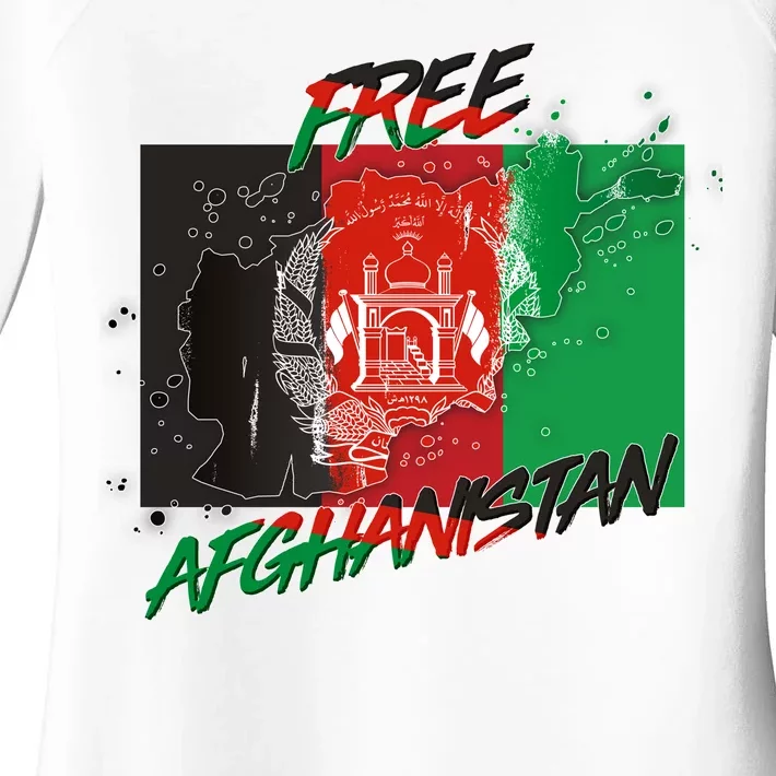 Free Afghanistan Map Distressed Flag Women's Perfect Tri Tunic Long Sleeve Shirt