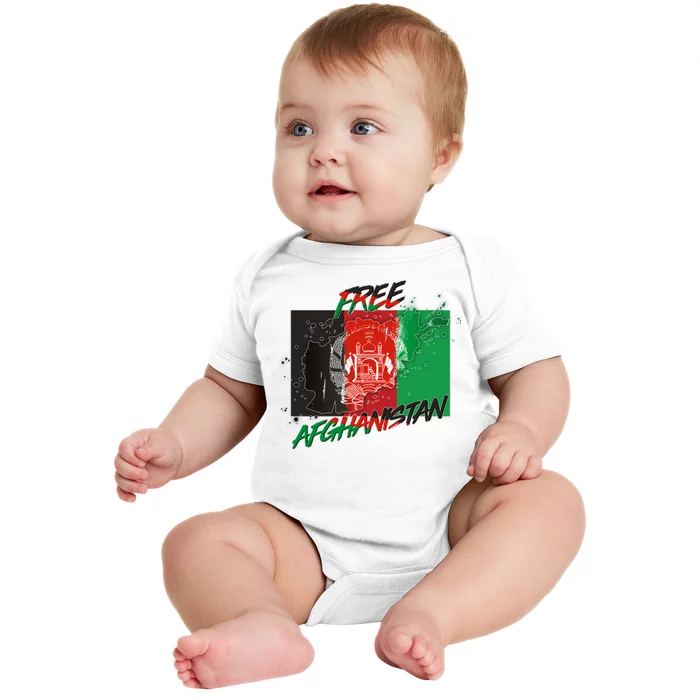 Free Afghanistan Map Distressed Flag Baby Bodysuit