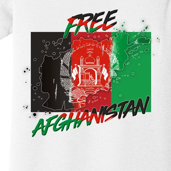 Free Afghanistan Map Distressed Flag Baby Bodysuit