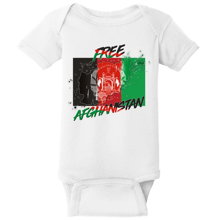 Free Afghanistan Map Distressed Flag Baby Bodysuit