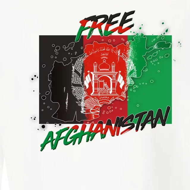 Free Afghanistan Map Distressed Flag Cropped Pullover Crew