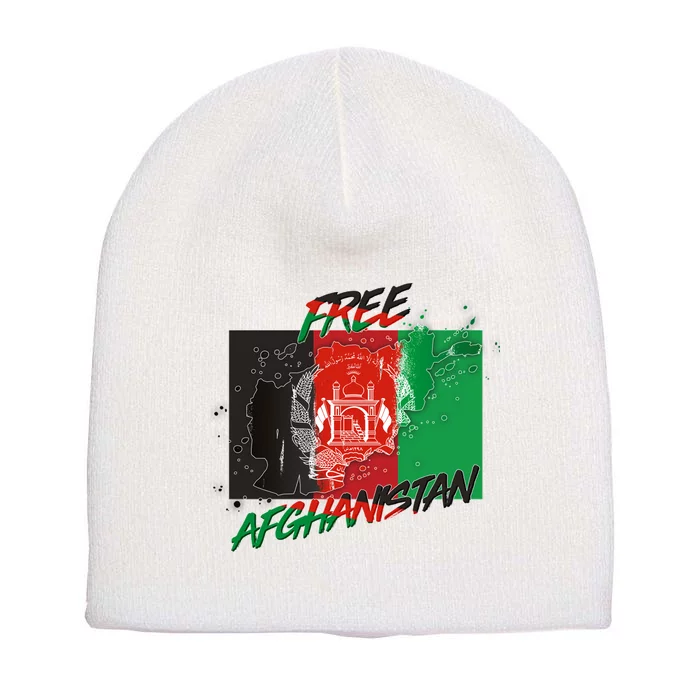 Free Afghanistan Map Distressed Flag Short Acrylic Beanie