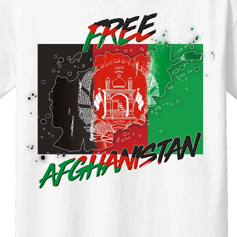 Free Afghanistan Map Distressed Flag Kids T-Shirt