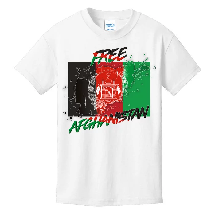 Free Afghanistan Map Distressed Flag Kids T-Shirt