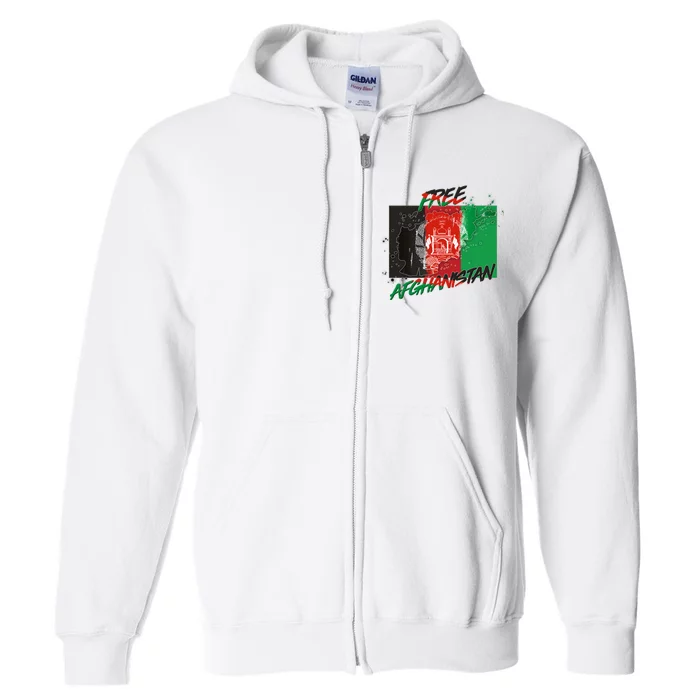 Free Afghanistan Map Distressed Flag Full Zip Hoodie