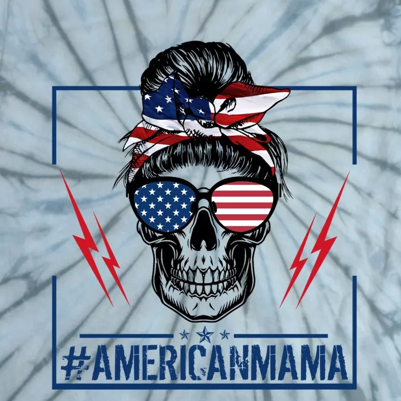 Funny American Mama Patriotic Rocker Skull Mom Gift Tie-Dye T-Shirt