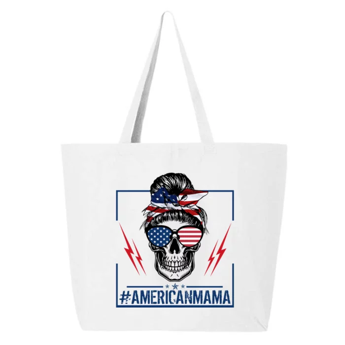 Funny American Mama Patriotic Rocker Skull Mom Gift 25L Jumbo Tote