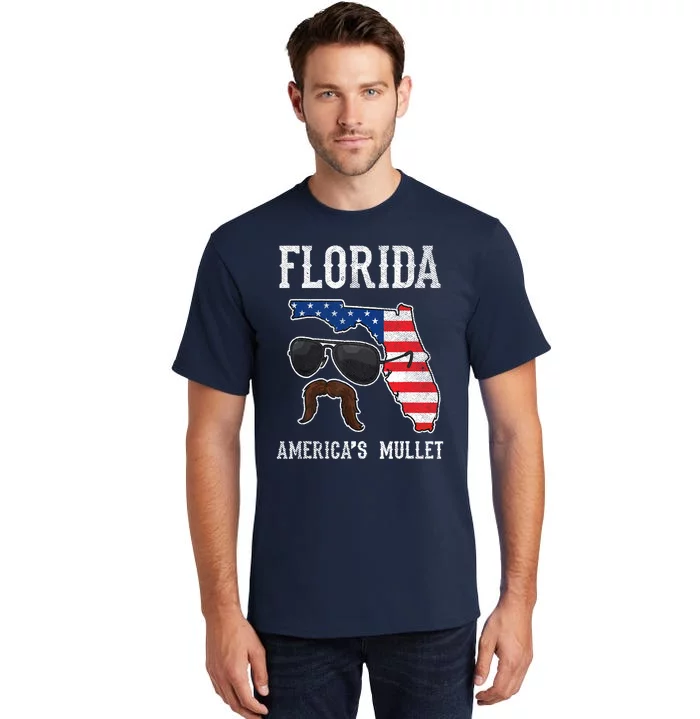 Florida America's Mullet Funny Patriotic American Flag Tall T-Shirt