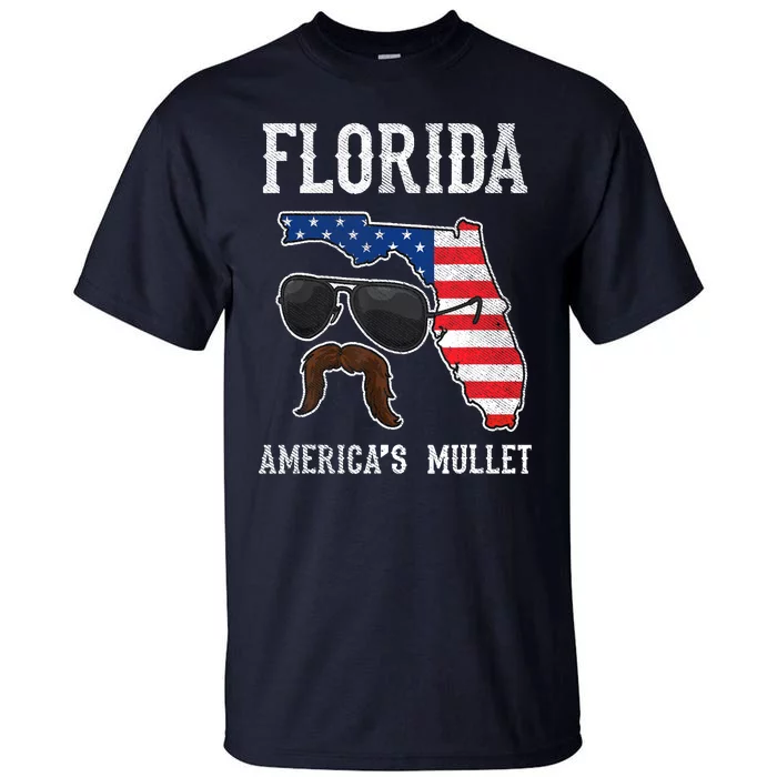 Florida America's Mullet Funny Patriotic American Flag Tall T-Shirt