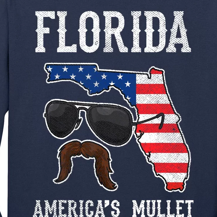 Florida America's Mullet Funny Patriotic American Flag Tall Long Sleeve T-Shirt