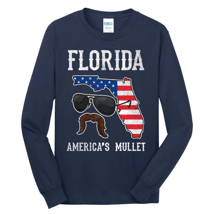 Florida America's Mullet Funny Patriotic American Flag Tall Long Sleeve T-Shirt