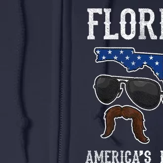 Florida America's Mullet Funny Patriotic American Flag Full Zip Hoodie