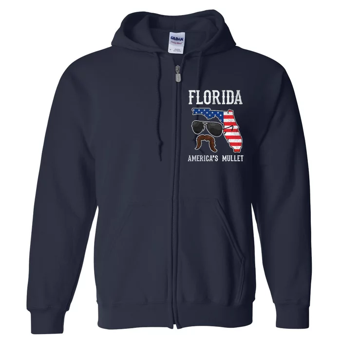 Florida America's Mullet Funny Patriotic American Flag Full Zip Hoodie