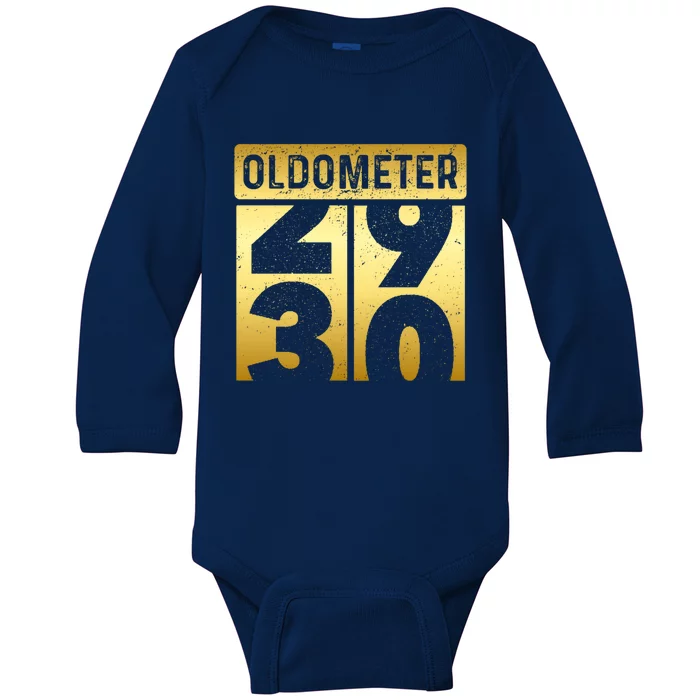 Funny Auto Mechanic Birthday 30th Turning 30 Golden Odometer Cute Gift Baby Long Sleeve Bodysuit