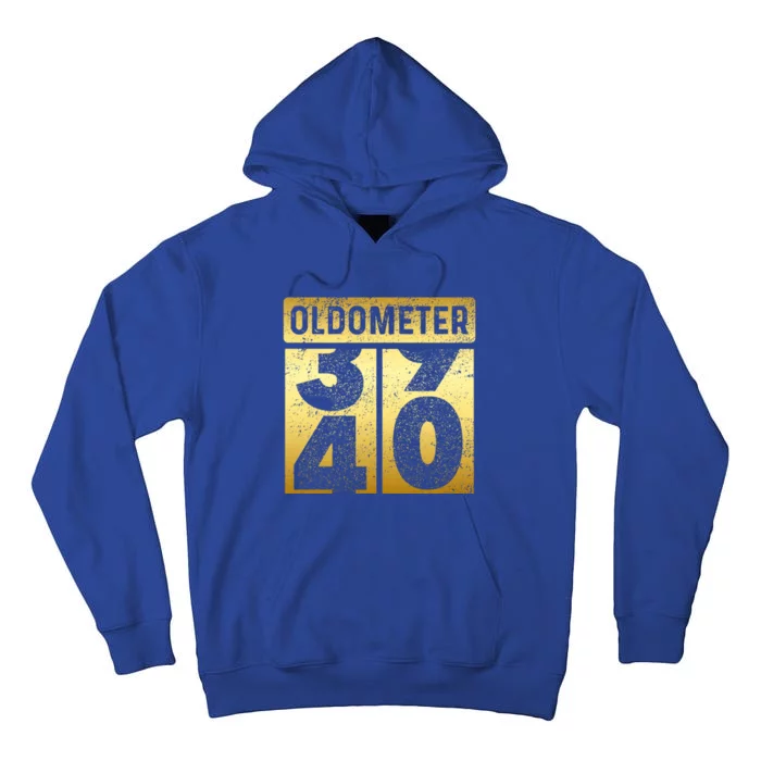 Funny Auto Mechanic Birthday 40th Turning 40 Golden Odometer Gift Tall Hoodie