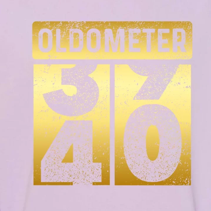 Funny Auto Mechanic Birthday 40th Turning 40 Golden Odometer Gift Garment-Dyed Sweatshirt