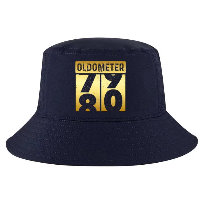 Funny Auto Mechanic Birthday 80th Turning 80 Golden Odometer Gift Cool Comfort Performance Bucket Hat