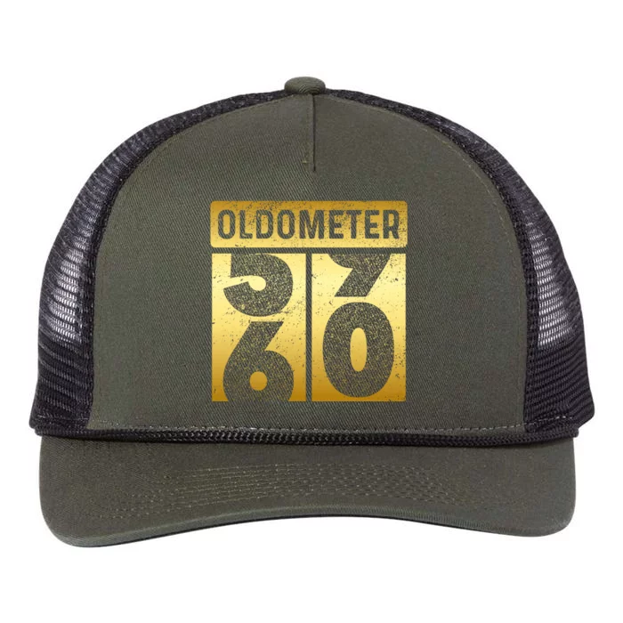 Funny Auto Mechanic Birthday 60th Turning 60 Golden Odometer Gift Retro Rope Trucker Hat Cap