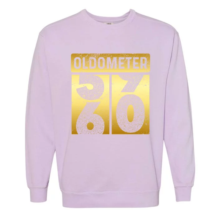 Funny Auto Mechanic Birthday 60th Turning 60 Golden Odometer Gift Garment-Dyed Sweatshirt