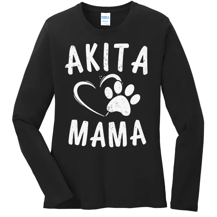 Fun Akita Mama Gift Pet Lover Apparel Dog Akita Mom Ladies Long Sleeve Shirt