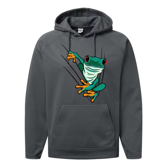 Frog Animal Motif Animal Print Frog Performance Fleece Hoodie