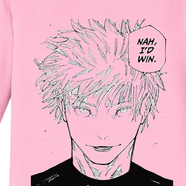 Funny Anime Meme Nah ID Win Reference Gojo Baby Long Sleeve Bodysuit